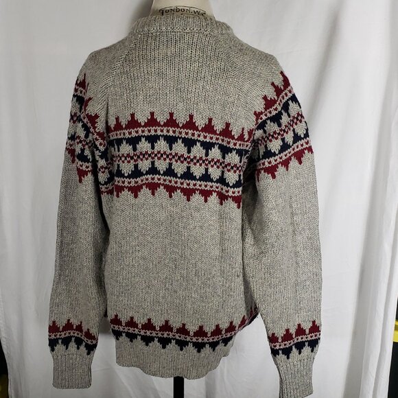The Scotch House Made in Ireland Pure New Wool Sweater - Gray Red Blue - Sz 44" - Picture 4 of 7